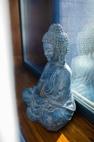 Piedra Escultura Asiático Buddha Habitación —  Fotos de Stock