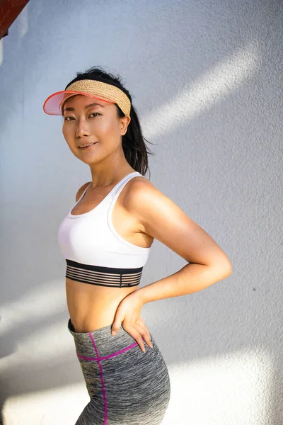 Beautiful Young Asian Woman Sporty Slim Figure Beauty Portrait Attractive — Fotografia de Stock