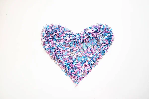 Heart Different Colored Sequins White Background — Stock Photo, Image