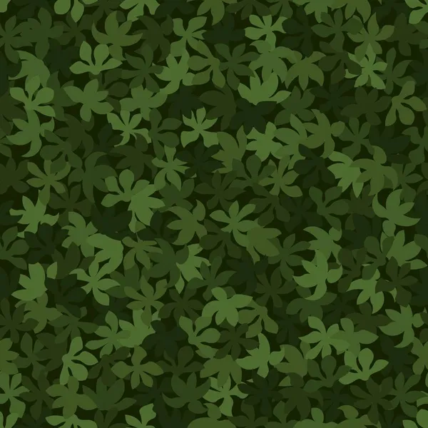 Naadloze patroon camouflage textuur. De groene bladeren liggen op de grond — Stockvector