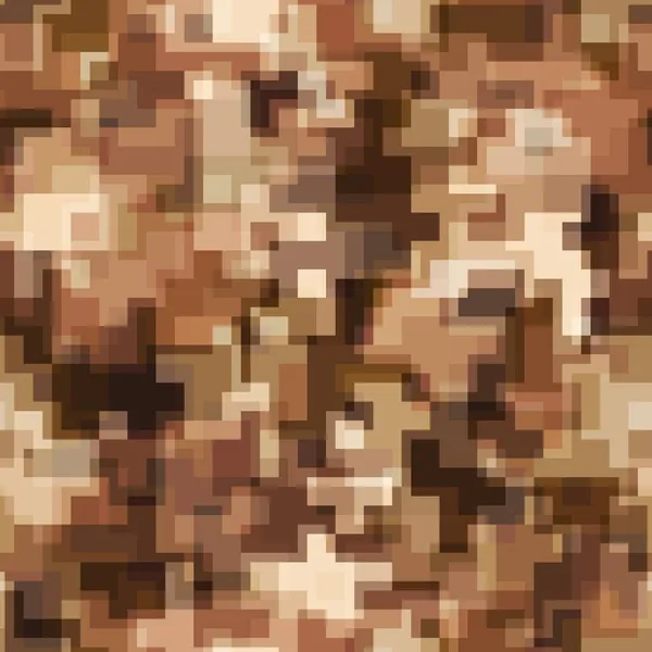 Modèle sans couture pixel brun camouflage numérique désert fond de sable — Image vectorielle