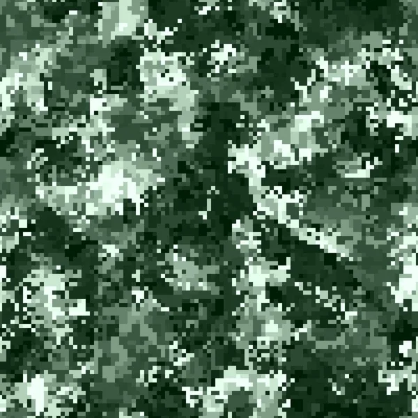 Naadloze donkergroene en witte digitale pixel militaire mode camouflage patroon — Stockvector
