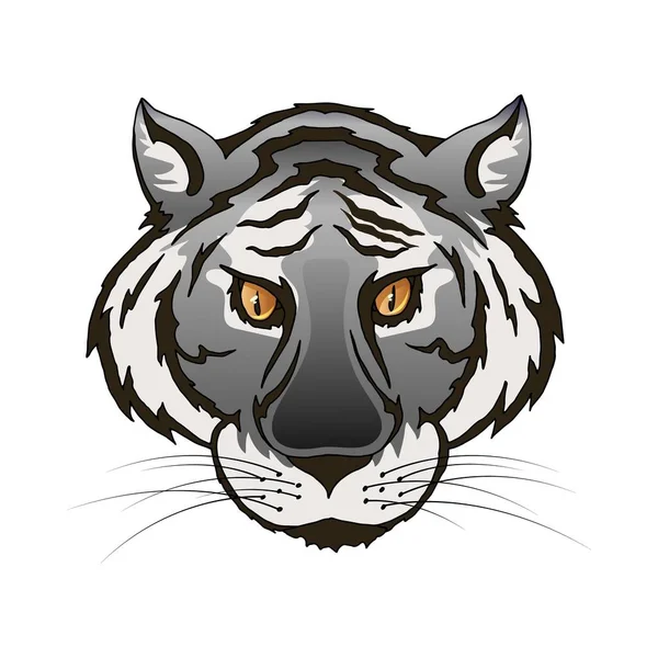 Ezüst szürke tigris portré. Predator fej színes izolált — Stock Vector