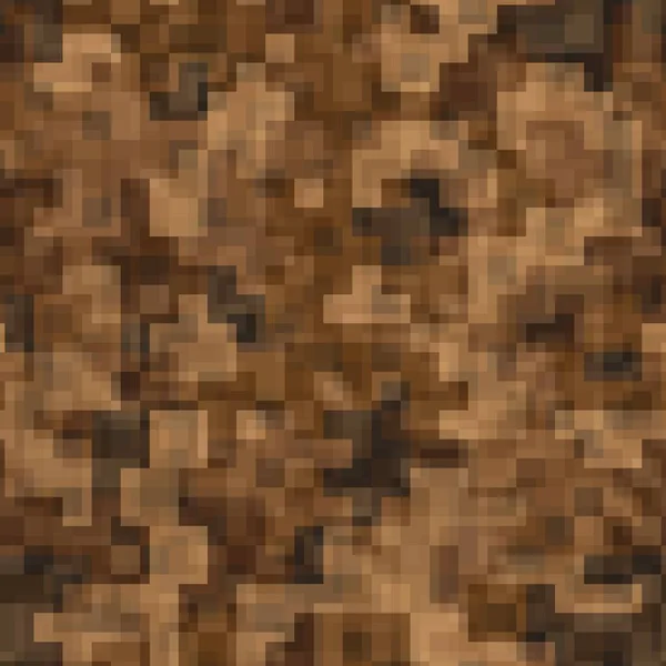 Seamless pattern brown pixel digital camouflage desert sand background — Stock Vector