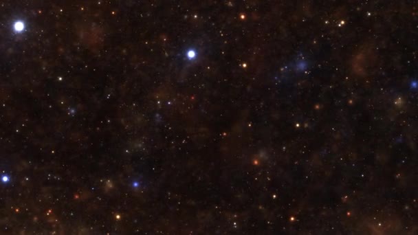 Nebula colorido viagem estrela câmera lateral voando galáxia com brilho estrelas — Vídeo de Stock