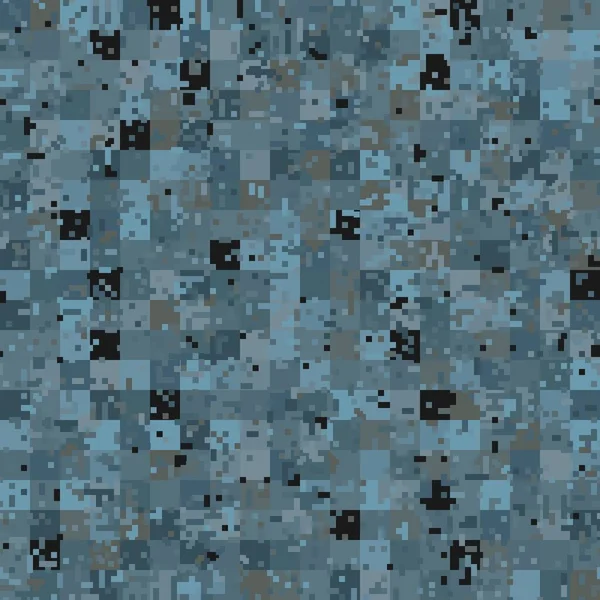 Padrão sem costura abstrato com quadrados caóticos de cor azul no escuro — Vetor de Stock