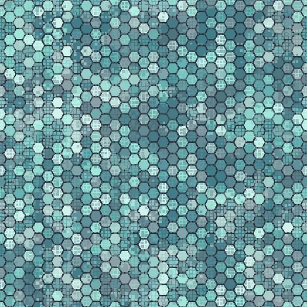 Patrón sin costura de camuflaje con camuflaje geométrico interminable hexagonal azul ártico — Archivo Imágenes Vectoriales