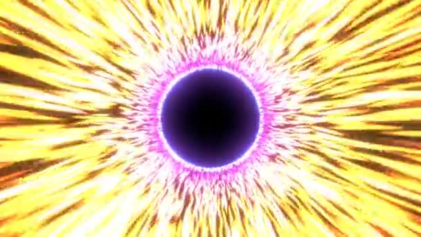 Energie ohnivých vln proudí černou sluneční hvězdou z vesmíru. Animace solární energie portál — Stock video