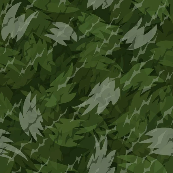 Лесной стиль камуфляж бесшовный рисунок. Формы листвы и ветвей — стоковый вектор