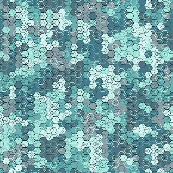 Hemelsblauwe kleuren naadloze patroon achtergrond van zeshoeken en vierkanten — Stockvector