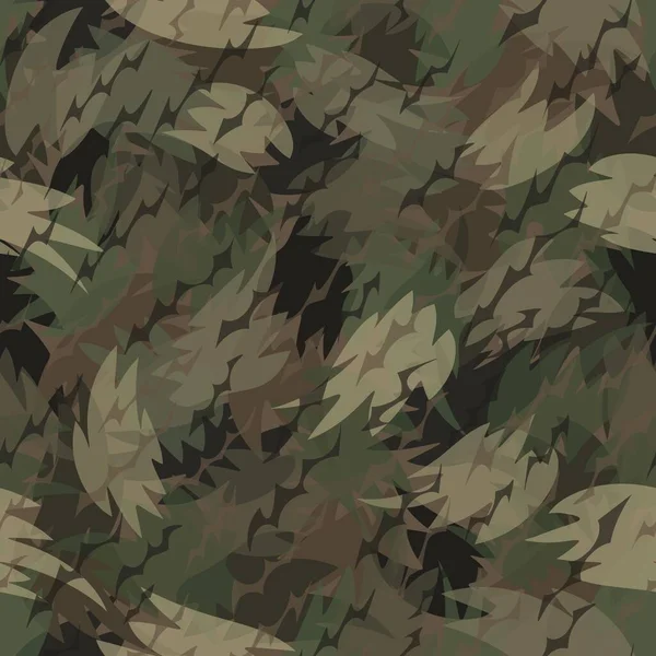Style forêt camouflage motif sans couture impression. Formes de feuillage et de branches — Image vectorielle