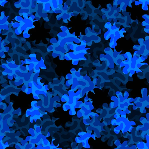 Szafir niebieski toksyczny wzór kamuflażu tło bezszwowe wektor ilustracja — Wektor stockowy