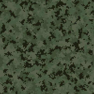 Ordu tekstil baskısı için kusursuz dijital orman pikseli kamuflaj dokusu vektörü