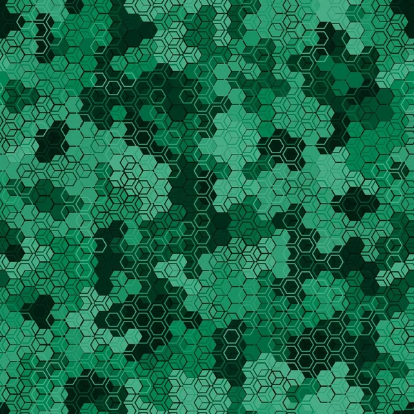 Modèle émeraude d'hexagones. Couleurs vert foncé et noir demi-tons — Image vectorielle