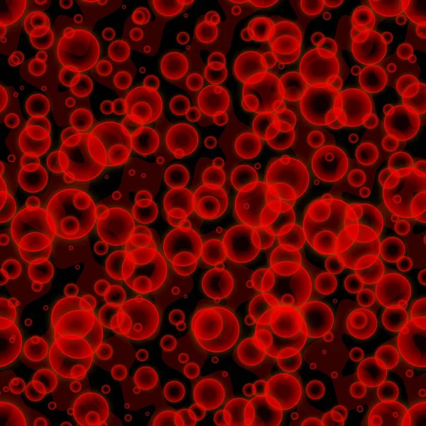 Vektor Glödande röda bubblor Abstrakt textur sömlös mönster bakgrund — Stock vektor