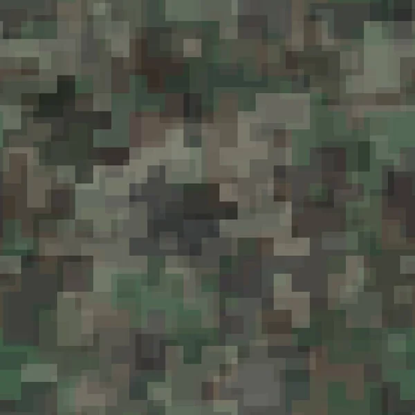 Абстрактный бесшовный рисунок с хаки и коричневым цветом хаотических перекрытий пикселей — стоковый вектор