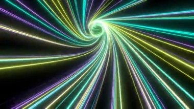 Soyut neon lambaları fütüristik Hi Tech sanal gerçeklik tüneli döngüsü
