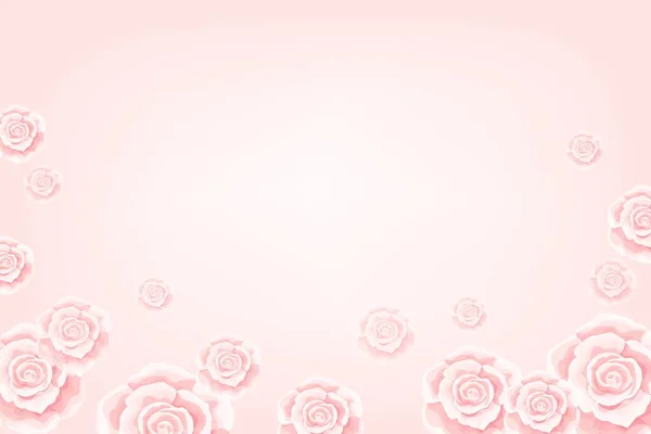 有奶油玫瑰花蕾的花柔软的背景 — 图库矢量图片