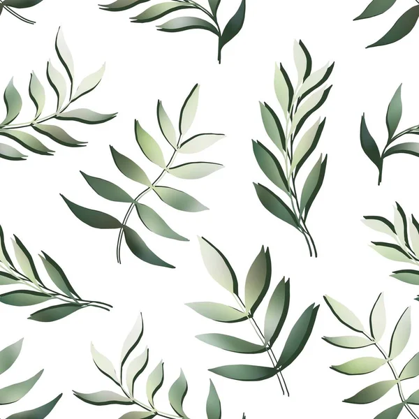 Елегантні оливкові зелені гілки безшовний візерунок. Розкішний тропічний векторний фон — стоковий вектор