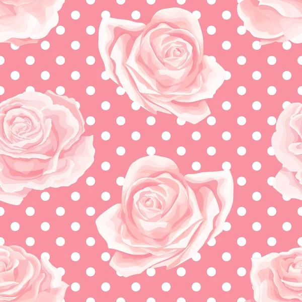 Безшовний візерунок з кремовими рожевими трояндами. Вінтажний квітковий фон — стоковий вектор
