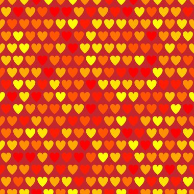 Mosaic lava red and orange hearts grid pattern. Decorative Vector texture for Valentines Day. The elegant template for fashion prints. Vector seamless simply geometric pattern