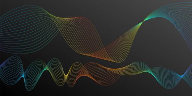 Siyah gradyan arkaplan üzerinde soyut basit arkaplan gökkuşağı çizgi etkisi. Evrensel renkli doğrusal soyut düz biçim.