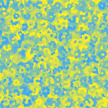 Ukrayna bayrağı mavi ve sarı yarım tonlu benekler. Leopar, yabani hayvan ya da yaban kedisi tüysüz desenli iz. Şehir dekoratif kamuflaj dokusu arka planı. Hayvan derisi biçimlendirilmiş vektör arkaplanı.