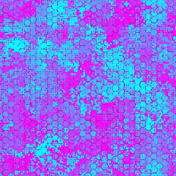 六角形の迷彩シームレスパターン 未来的な服スタイルマスキング迷彩繰り返しプリント ピンク シアン バイオレットの色は 海軍や空軍のテクスチャをガーリー 六角ベクトル設計要素図 — ストックベクタ
