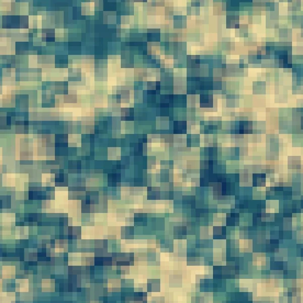 Digitaal Monochroom Zeeblauw Beige Zand Camouflage Naadloos Patroon Abstracte Kust — Stockvector