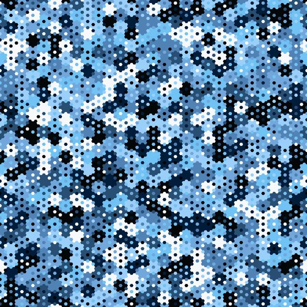 Saphirmuster Aus Sechsecken Und Quadraten Himmelblau Marine Schwarze Farben Nahtlose — Stockvektor