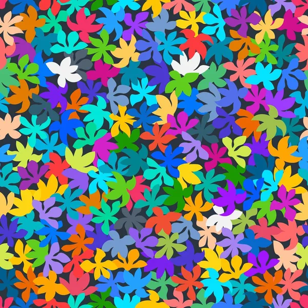 Vector Seamless Pattern Maple Leaves Mysterious Forest Style Texture Rainbow — Stockvektor