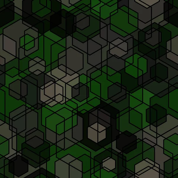 Hexagonal Seamless Pattern Repeated Overlap Layered Motif Texture Brown Green — ストックベクタ