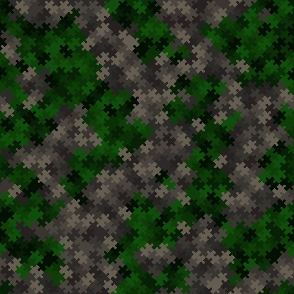 Green Brown Camouflage Puzzle Imitation Endless Seamless Pattern Protective Texture — Vettoriale Stock