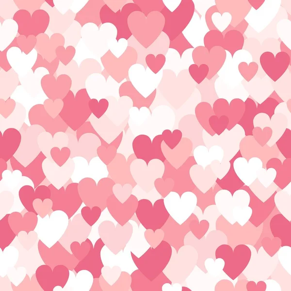 Cream Pink Hearts Seamless Pattern Decorative Pastel Halftones Colored Vector — Vettoriale Stock