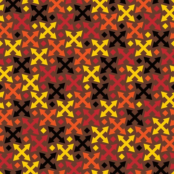 Cross Arrows Ornament Seamless Pattern Abstract South Africa Tribal Backdrop — Vector de stock