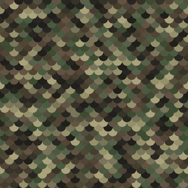 Superficie Escamas Peces Halfones Marrón Verde Abstractos Textura Escamas Camuflaje — Vector de stock