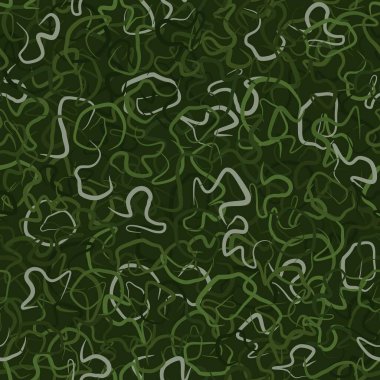Soyut orman yeşili, pürüzsüz desenli, grunge desenli. Vektör askeri ghillie kamuflaj taklit yeşil renkli çimen ve yapraklar