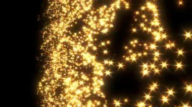 Virtual space with depth of field. Looped holographic movement background with rotating star particles like lines grid, wave form surface. Gravity anomaly lights plane