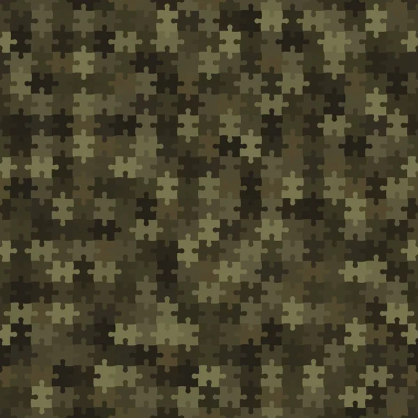 Woodland Camouflage Mixed Puzzle Imitation Dark Olive Green Forest Vector — Wektor stockowy