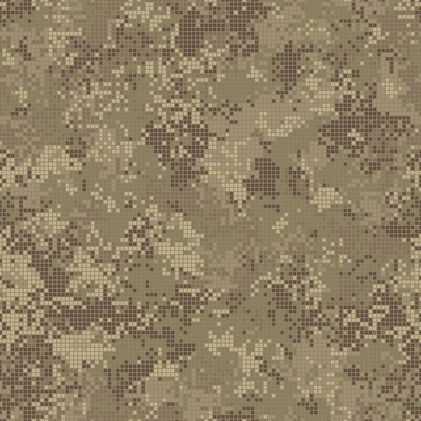 纹理军事沙漠棕褐色伪装无缝图案 摘要军队和狩猎掩蔽装饰背景 Pixel艺术矢量图解 — 图库矢量图片