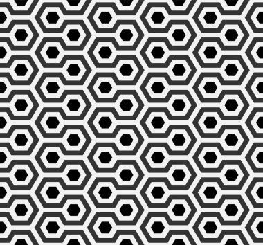 Vector modern seamless geometry pattern hexagon tiles, black and white abstract geometric background. Pillow print, monochrome retro texture, hipster fashion design