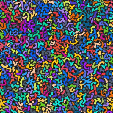 Karışık renkli lekeler, kusursuz mozaik desenler. El yapımı dantel arka plan. Vektör el, pürüzsüz desen gibi rengarenk balık derisi çizdi. Soyut bukalemun dokusu