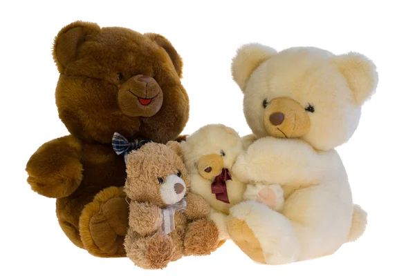 Famille d'ours en peluche. Sur blanc — Photo