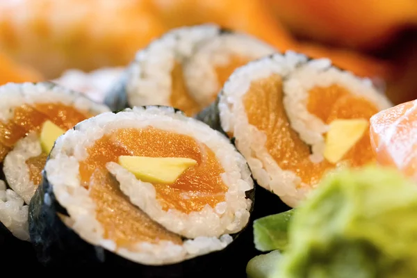 Sushi rolls with vassabi on the plate — Stock Photo, Image