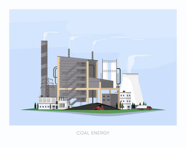 Вугільна Енергетика Вугільна Електростанція Постачає Електроенергію Завод Місто — стоковий вектор