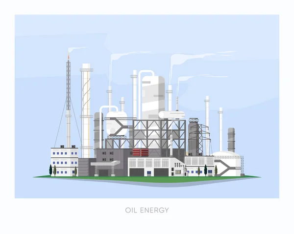 Petroleum Energy Diesel Oil Power Plant Supply Electricity Factory City Stock Illustration