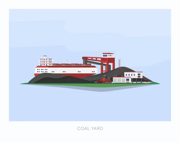 Coal Ship Unloading Coal Coal Yard Royalty Free Stock Illustrations