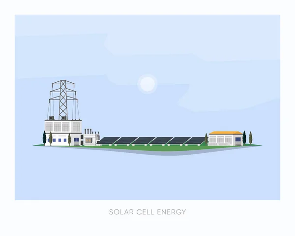 Сонячна Енергія Сонячна Електростанція Постачає Електроенергію Завод Місто — стоковий вектор
