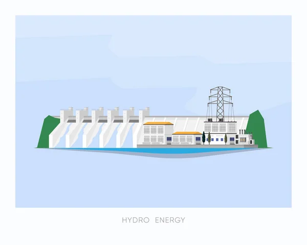 Hydro Energy Hydro Power Plant Supply Electricity Factory City Royalty Free Stock Illustrations
