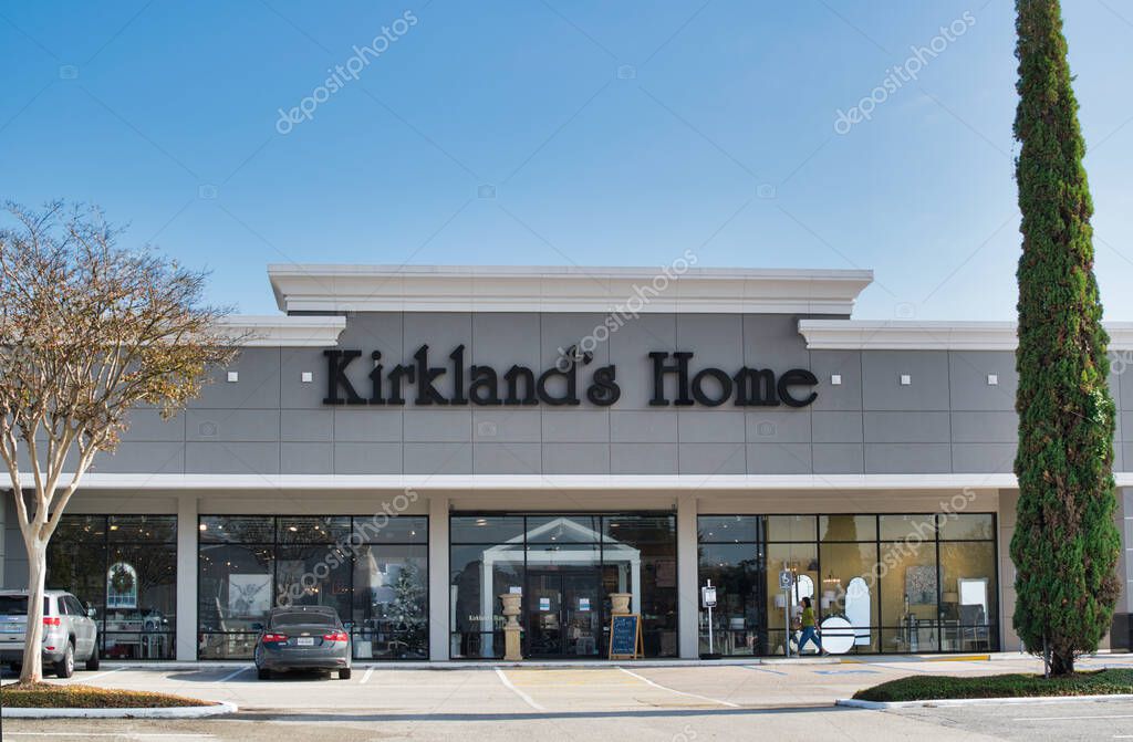 Houston, Texas USA 11-12-2021: Kirkland's Home storefront in Houston TX. American home decor and gift store chain founded in 1966.